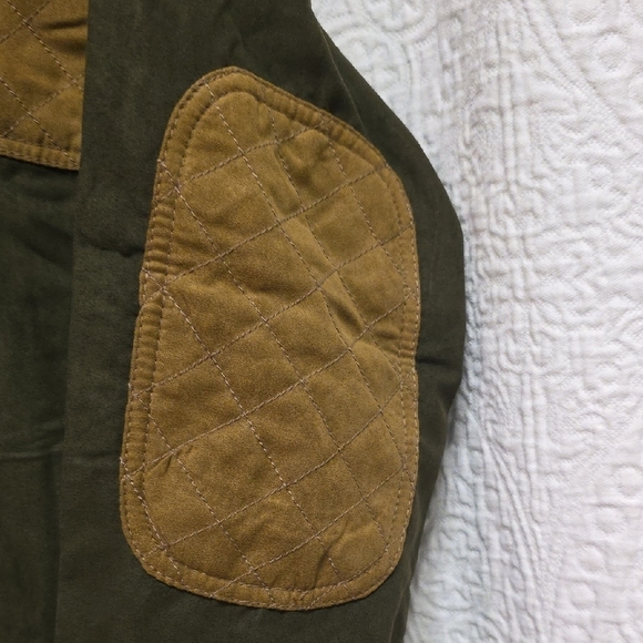 Men's Olive Green Tan Jacket Shirt Hunting Long Sleeve Button Down Winter Warm - Picture 4 of 11